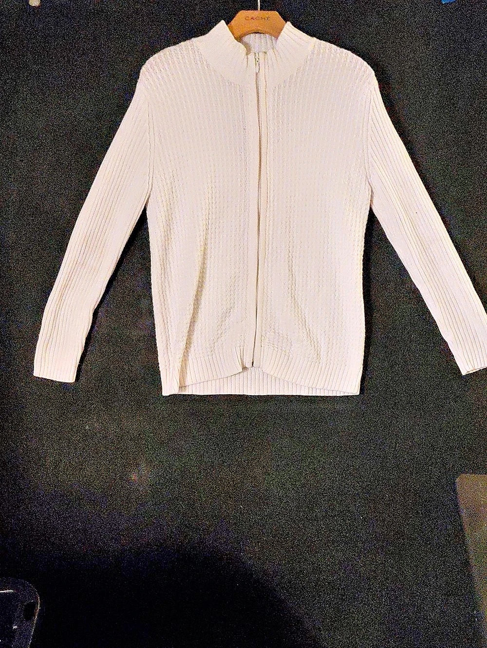 Sarah Bentley Rib Knit Zip Sweater Size Medium